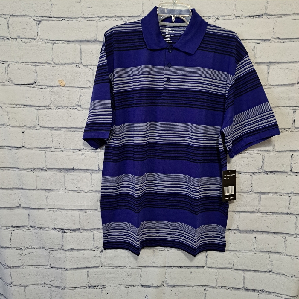 RED RHINO Men's Polo Shirt Blue White 2XL